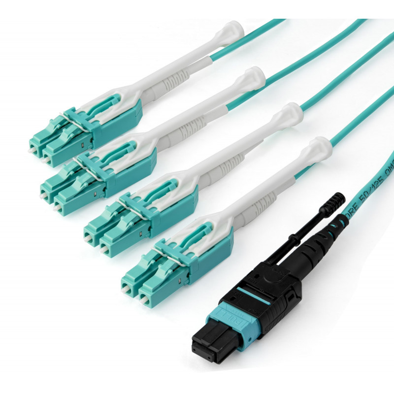 StarTech.com MPO8LCPL1M câble InfiniBand et à fibres optiques 1 m MPO/MTP 8x LC Couleur aqua