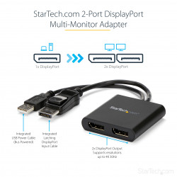 StarTech.com Répartiteur DisplayPort 1.2 à Deux Moniteurs, Adaptateur Multi-Moniteur DisplayPort vers 2x DP, Hub MST Double p
