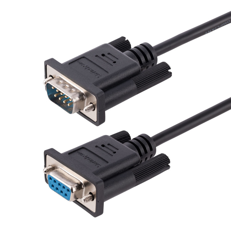 StarTech.com Câble Série RS232 Null Modem de 3m - Cordon DB9 Mâle Femelle - Câble Série Croisé avec Blindage Al-Mylar - P