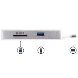 StarTech.com Adaptateur multiport USB-C avec lecteur de carte SD (UHS-II), Power Delivery 100 W et ports HDMI 4K, GbE et USB 3.