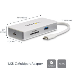 StarTech.com Adaptateur multiport USB-C avec lecteur de carte SD (UHS-II), Power Delivery 100 W et ports HDMI 4K, GbE et USB 3.