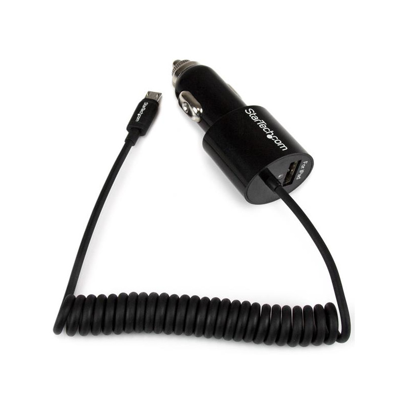 StarTech.com Chargeur pour voiture double avec câble Micro USB et port USB 2.0 - Haute puissance 21W / 4,2A - Noir