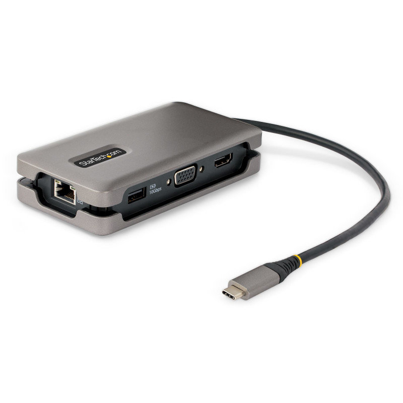 StarTech.com Adaptateur Multiport USB-C - 4K60Hz HDMI/VGA - Hub USB 3 Ports - 100W Power Delivery Pass-Through, GbE, Mini Stati