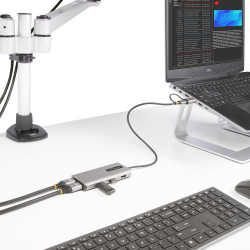 StarTech.com Adaptateur Multiport USB-C avec Dongle USB-C vers USB-A, Double HDMI (4K30Hz/1080p60Hz), 3x USB-A 5Gbps, Mini Stat