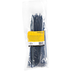 StarTech.com Colliers de Serrage 25 cm Noirs - Largeur 4 mm - Diam. faisceau 68 mm - Résistance traction 22 kg - Fermeture gli