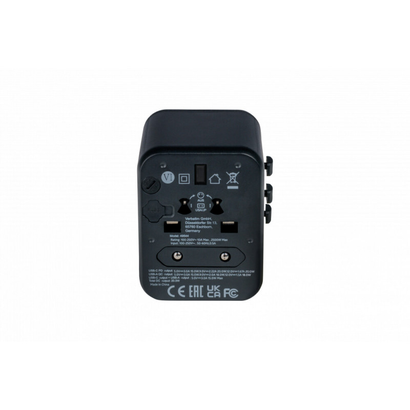 Verbatim 49544 adaptateur prise d'alimentation Universel Noir