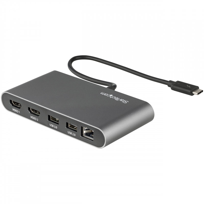 StarTech.com Mini Dock Thunderbolt 3 - Station d'Accueil Portable pour Deux Écrans avec HDMI 4K 60Hz, 2 x Hub USB-A (3.0/2.0),