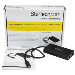 StarTech.com Adaptateur Multiport USB-C - Mini Station d'Accueil USB-C avec 4K HDMI - 60W Power Delivery Pass-Through, GbE, 2x 