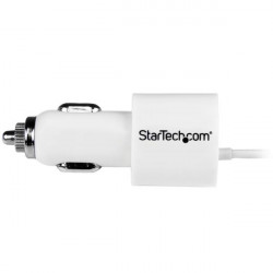 StarTech.com Chargeur pour voiture double avec câble Micro USB et port USB 2.0 - Haute puissance 21W / 4,2A - Blanc