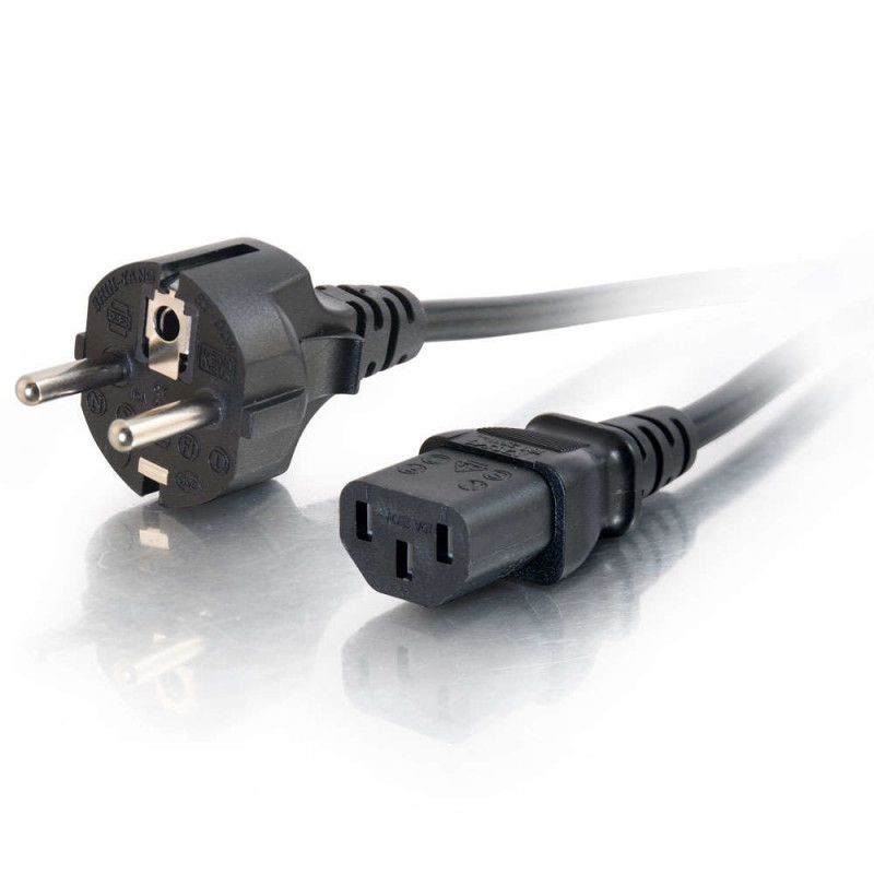 C2G Cordon d'alimentation européen AWG 16 (IEC320C13 à CEE7/7) de 2 M