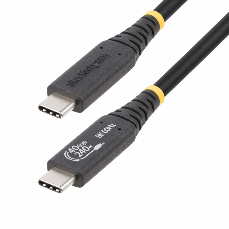 StarTech.com Câble USB4 de 1m, Câble USB-C Certifié USB-IF, 40Gbps, Power Delivery 240W PD 3.1 EPR, 8K 60Hz, Cordon de Trans