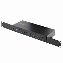 StarTech.com Hub Industriel à 16 Ports USB 5Gbps avec Adaptateur d'Alimentation, Boîtier Métallique, Montable, Protection ES