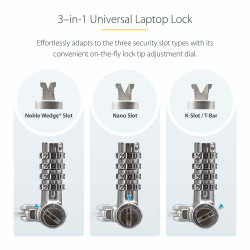 StarTech.com UNIVKA25-LAPTOP-LOCK câble antivol Noir 2 m