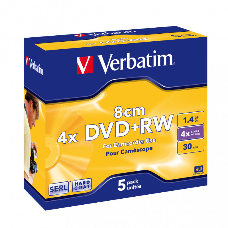 Verbatim DVD+RW 8cm Matt Silver 1,4 Go 5 pièce(s)
