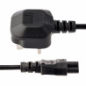 StarTech.com Cordon d'alimentation en trèfle pour GB BS1363 vers C5 de 2m pour ordinateur portable M/F - Noir