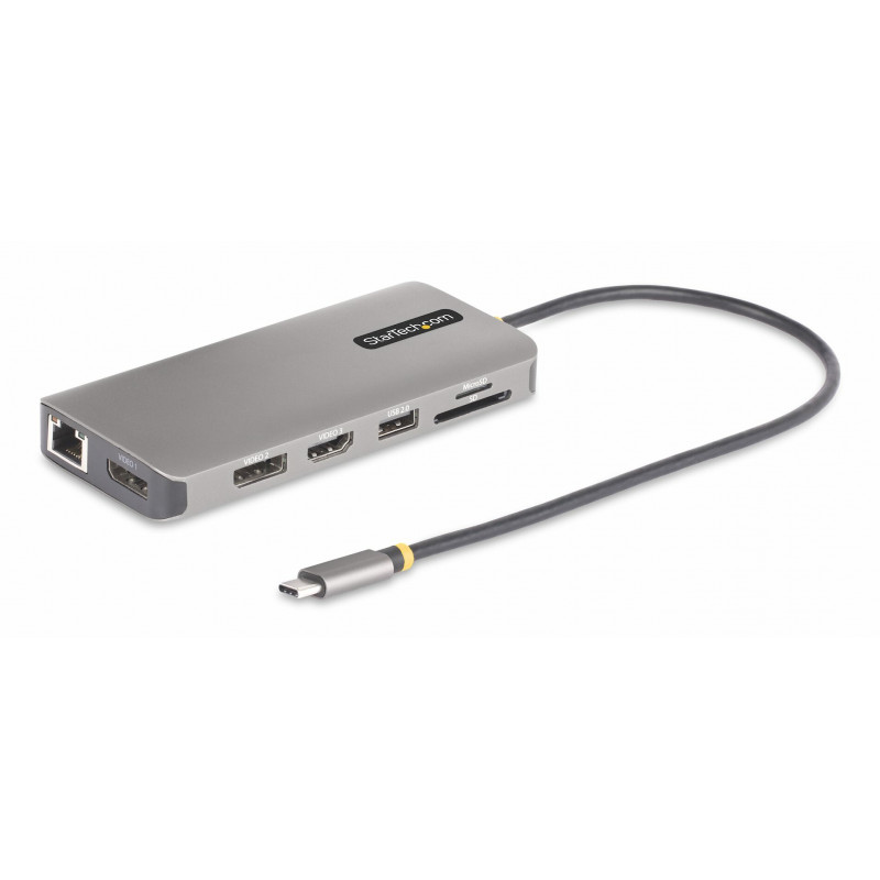 StarTech.com Adaptateur Multiport USB-C Triple Moniteur, Double HDMI et DisplayPort 4K 60Hz + 4K 30Hz, Adaptateur USB-C, Hub US