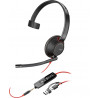 POLY Micro-casque monaural USB-C Blackwire 5210 + prise 3,5 mm + adaptateur USB-C/A