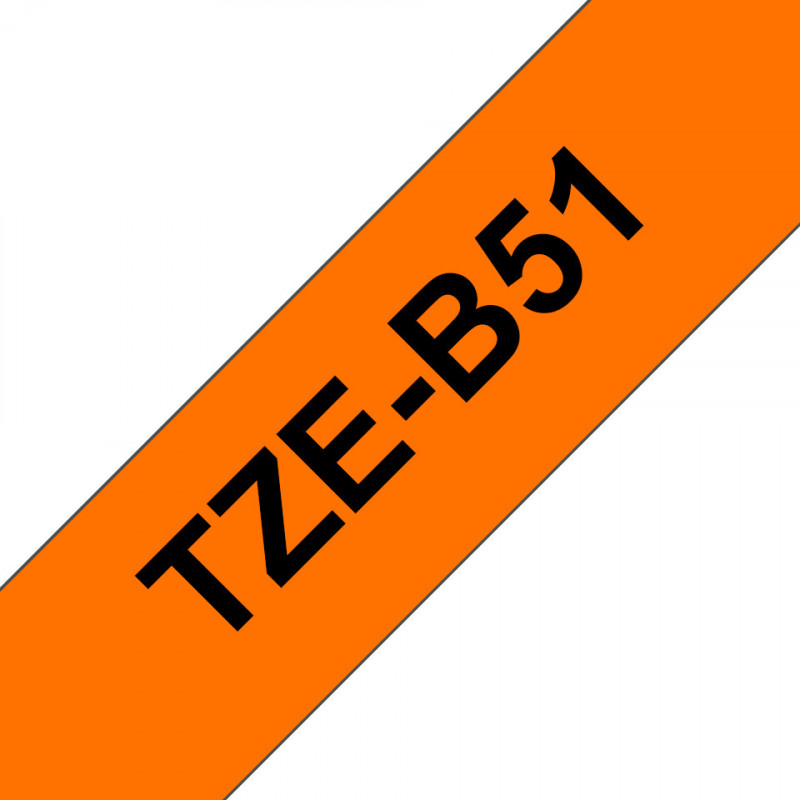 Brother Cassette à ruban pour étiqueteuse TZe-B51 originale – Orange fluorescent, 24 mm de large