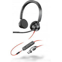 POLY Micro-casque Blackwire 3325 stéréo USB-C + connexion 3,5 mm + adaptateur USB-C/A