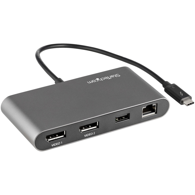 StarTech.com Mini Station d'Accueil Thunderbolt 3 - Dock Portable pour Deux Écrans avec DP 4K 60Hz, 1x hub USB-A (USB 3.0/5 Gb