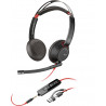 POLY Micro-casque Blackwire 5220 stéréo USB-C + connexion 3,5 mm + adaptateur USB-C/A