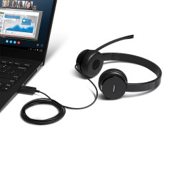 Lenovo 4XD0X88524 écouteur/casque Avec fil Arceau Bureau/Centre d'appels Noir