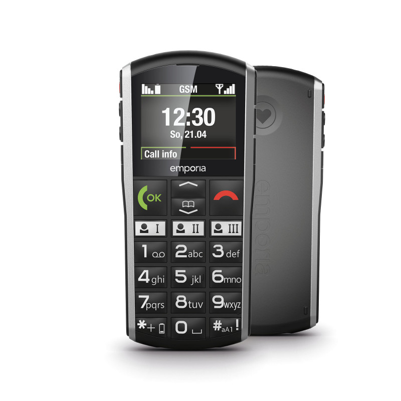 Emporia emporiaSIMPLICITY 5,08 cm (2") 90 g Noir, Argent Téléphone pour seniors