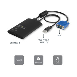 StarTech.com Adaptateur Crash Cart USB - Adaptateur Crash Cart KVM USB pour Ordinateur Portable - Crash Cart de Salle de Serveu