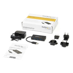 StarTech.com Hub USB 3.0 (5Gbps) portable à 3 ports avec câble intégré plus Gigabit Ethernet - Aluminium