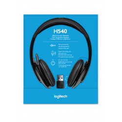 Logitech H540 USB Computer Headset Avec un son haute définition et des commandes sur l'oreillette