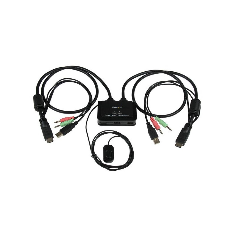 StarTech.com Switch Commutateur KVM 2 Ports USB, HDMI avec Audio et Câbles pour 2 PC sur 1 écran - Auto Alimenté
