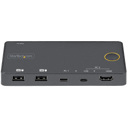 StarTech.com Switch KVM Hybride 2 Ports USB-A + HDMI & USB-C - Écran Unique HDMI 2.0 4K 60Hz - Commutateur KVM Compact HDMI De