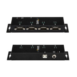 StarTech.com Hub adaptateur USB vers série DB9 RS232 4 ports – Montage sur rail DIN industriel et mural