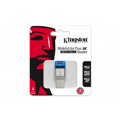 Kingston Technology MobileLite Duo 3C lecteur de carte mémoire USB 3.2 Gen 1 (3.1 Gen 1) Type-A/Type-C Bleu, Argent