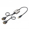StarTech.com Adaptateur USB vers Série de 2 Ports de 60cm, Vis/Écrous DB9 Interchangeables, COM Rétention, Câble Convertiss