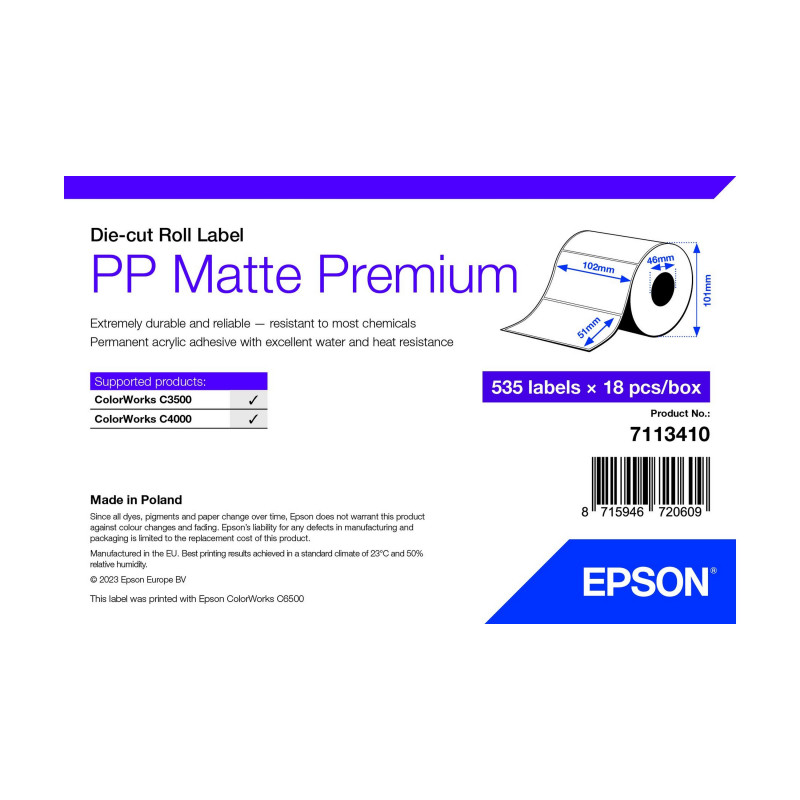 Epson 7113410 étiquette à imprimer Blanc Imprimante d'étiquette adhésive