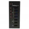 StarTech.com Hub USB 3.0 (5Gbps) Alimenté de 4 ports avec Station de Recharge de 3 ports USB (2 x 1A, 1 x 2A) - Fixation Mural