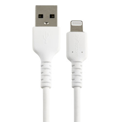 StarTech.com Câble USB-A vers Lightning Blanc Robuste 30cm - Câble de Charge/Synchronisation de Type A vers Lightning en Fibr