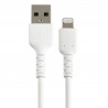 StarTech.com Câble USB-A vers Lightning Blanc Robuste 30cm - Câble de Charge/Synchronisation de Type A vers Lightning en Fibr