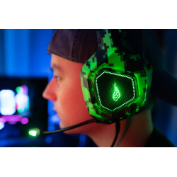 SureFire Skirmish Casque Avec fil Arceau Jouer USB Type-A Noir, Camouflage, Vert