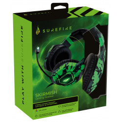 SureFire Skirmish Casque Avec fil Arceau Jouer USB Type-A Noir, Camouflage, Vert