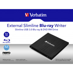 Verbatim External Slimline lecteur de disques optiques Blu-Ray RW Noir