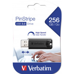 Verbatim Clé USBPinStripe 3.0 de 256 Go - Noire