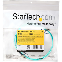StarTech.com Câble Fibre Optique Multimode 1m LC/UPC à LC/UPC OM3, Fibre Zipcord Full Duplex 50/125µm, Réseaux 100G, LOMMF/