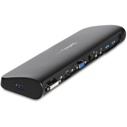 StarTech.com Station d'Accueil pour Ordinateur Portable USB 3.0 à Double Écran avec HDMI/DVI/VGA, Hub USB-A 3x, GbE, Audio, D