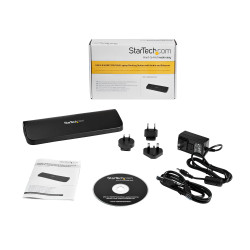 StarTech.com Station d'Accueil pour Ordinateur Portable USB 3.0 à Double Écran avec HDMI/DVI/VGA, Hub USB-A 3x, GbE, Audio, D
