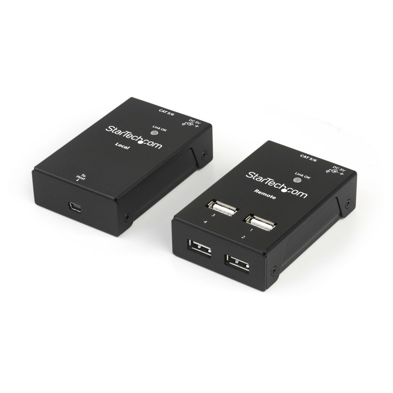 StarTech.com Prolongateur USB 2.0 4 Ports - Extendeur USB sur Cat5/Cat6 Jusqu'à 40m - Prolongateur Compact USB 2.0 sur Etherne