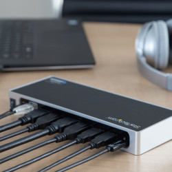 StarTech.com Station d'Accueil Double Écran 4K60Hz DisplayPort et HDMI - Dock USB-C et USB-A - Dock USB 3.0 pour PC Portables 
