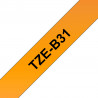 Brother TZe-B31 - Cassette à ruban pour étiqueteuse originale – Orange fluorescent, 12 mm de large