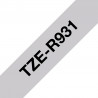 Brother TZE-R931 ruban d'étiquette Noir sur argent